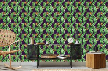 Wallpaper Green Leaves With Flowers