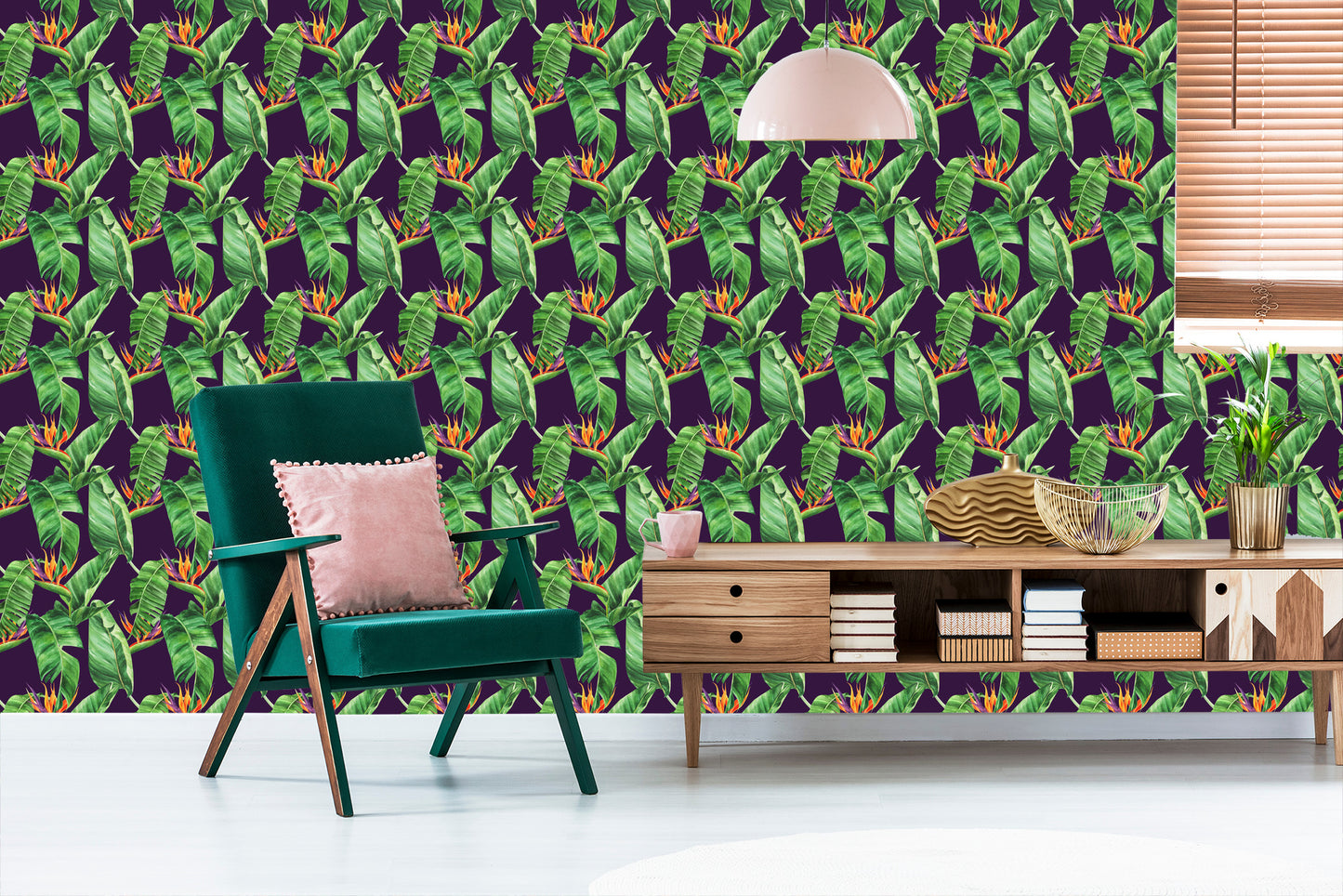 Wallpaper Green Leaves With Flowers