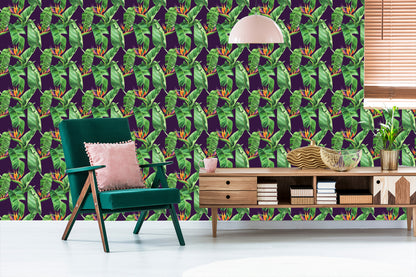 Wallpaper Green Leaves With Flowers
