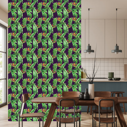 Wallpaper Green Leaves With Flowers