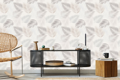 Wallpaper Boho Gray Leaves