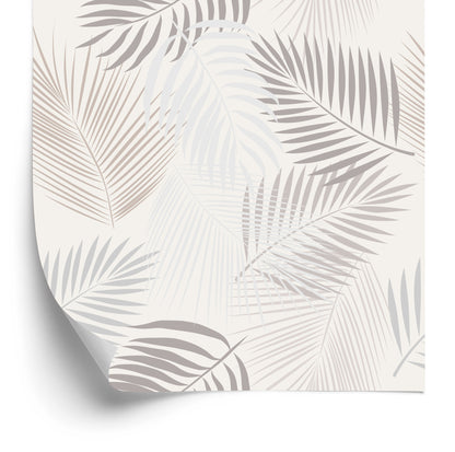 Wallpaper Boho Gray Leaves
