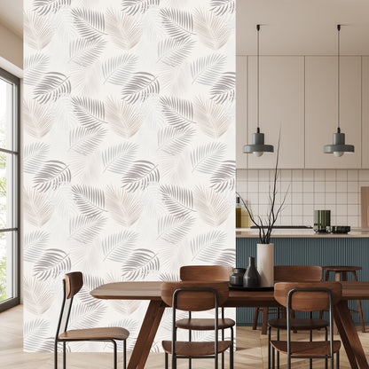 Wallpaper Boho Gray Leaves