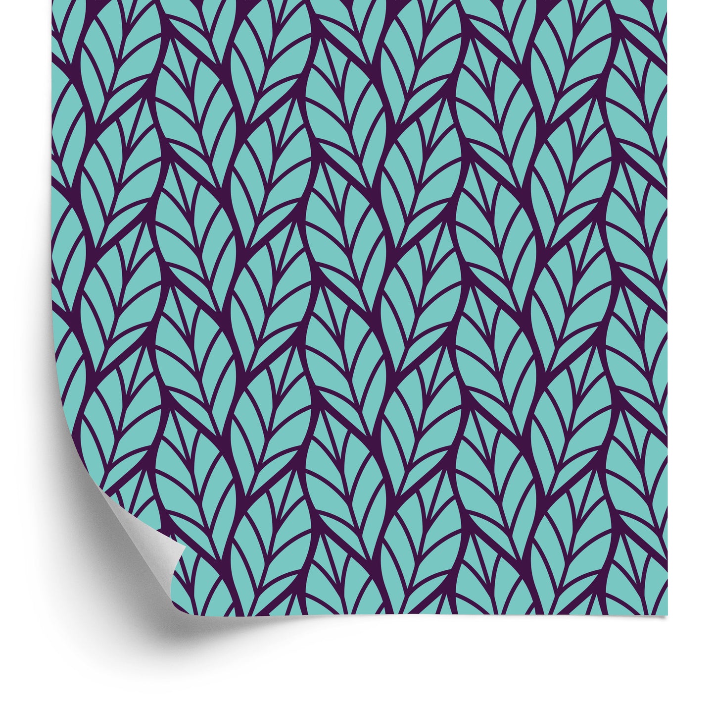 Wallpaper Blue Leafy Pattern