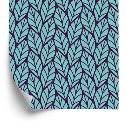 Wallpaper Blue Leafy Pattern