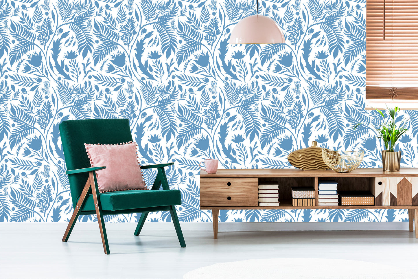 Wallpaper Blue Theme With Leaves
