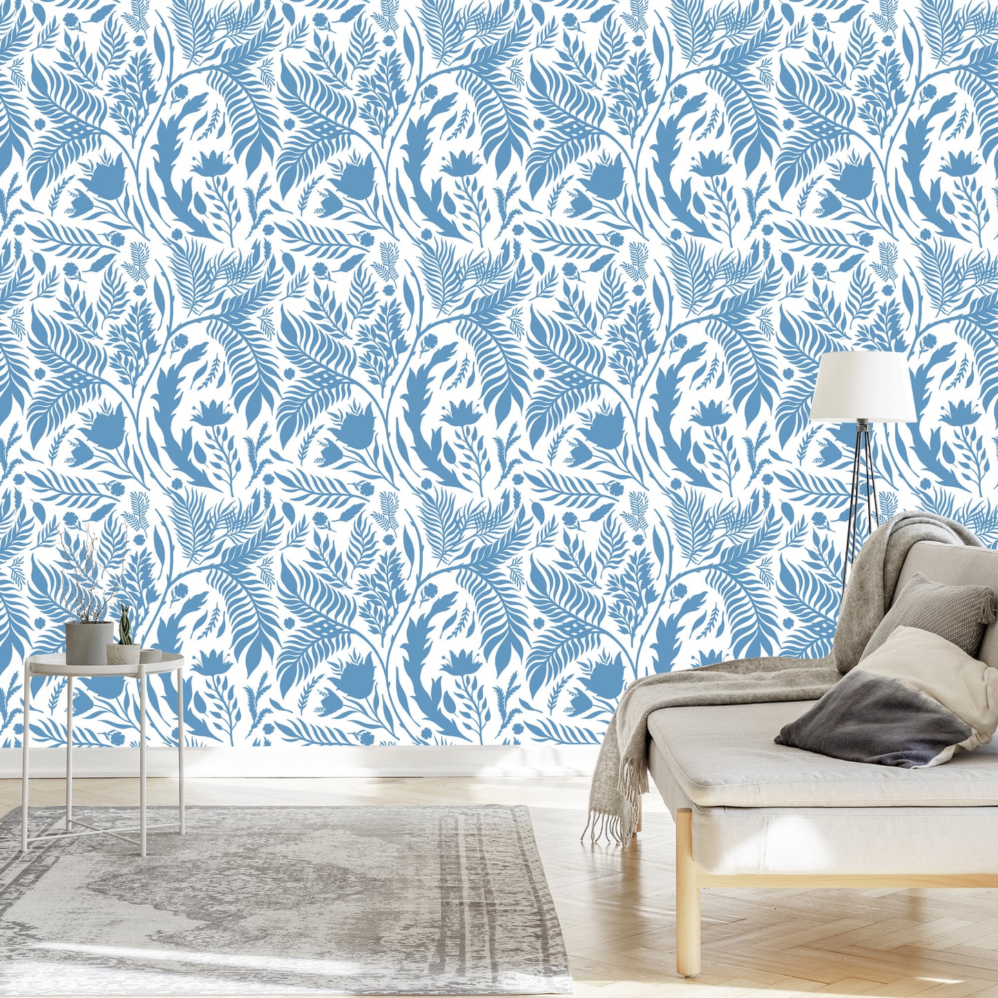Wallpaper Blue Theme With Leaves