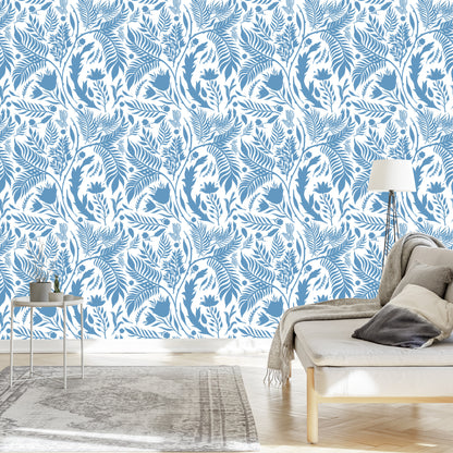 Wallpaper Blue Theme With Leaves