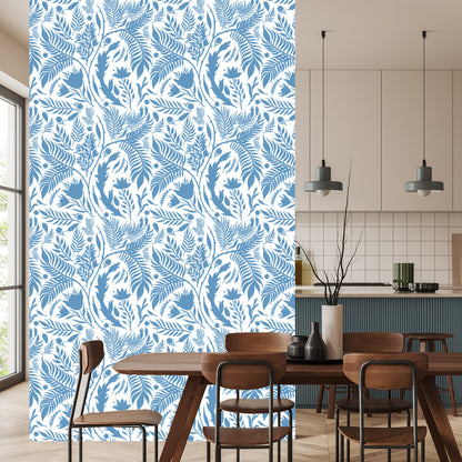 Wallpaper Blue Theme With Leaves