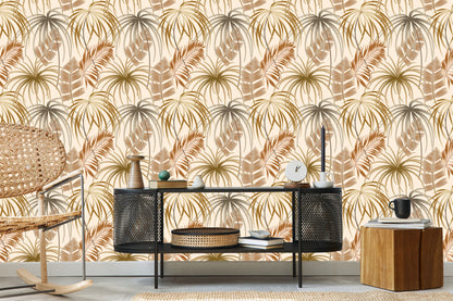 Wallpaper Leaves In Boho Style