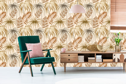 Wallpaper Leaves In Boho Style