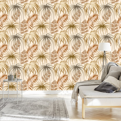 Wallpaper Leaves In Boho Style