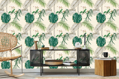 Wallpaper Green Leaves And Palm Trees