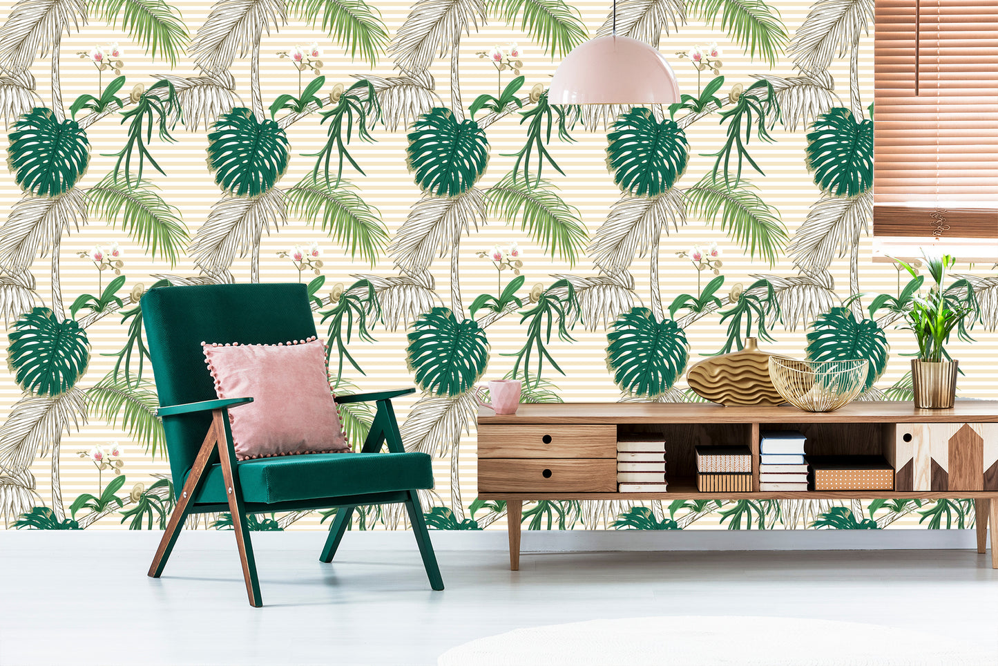 Wallpaper Green Leaves And Palm Trees