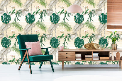 Wallpaper Green Leaves And Palm Trees