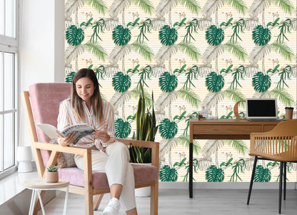 Wallpaper Green Leaves And Palm Trees