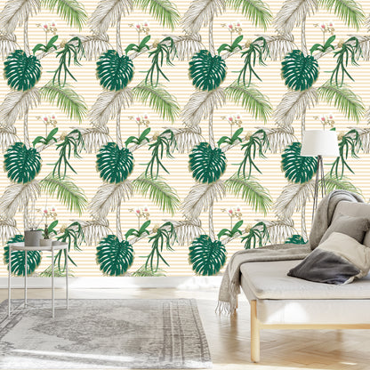 Wallpaper Green Leaves And Palm Trees
