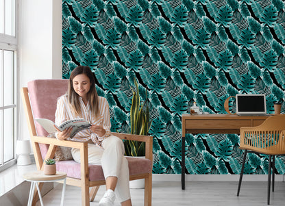 Wallpaper Leaves Of Passion Fruit And Monstera