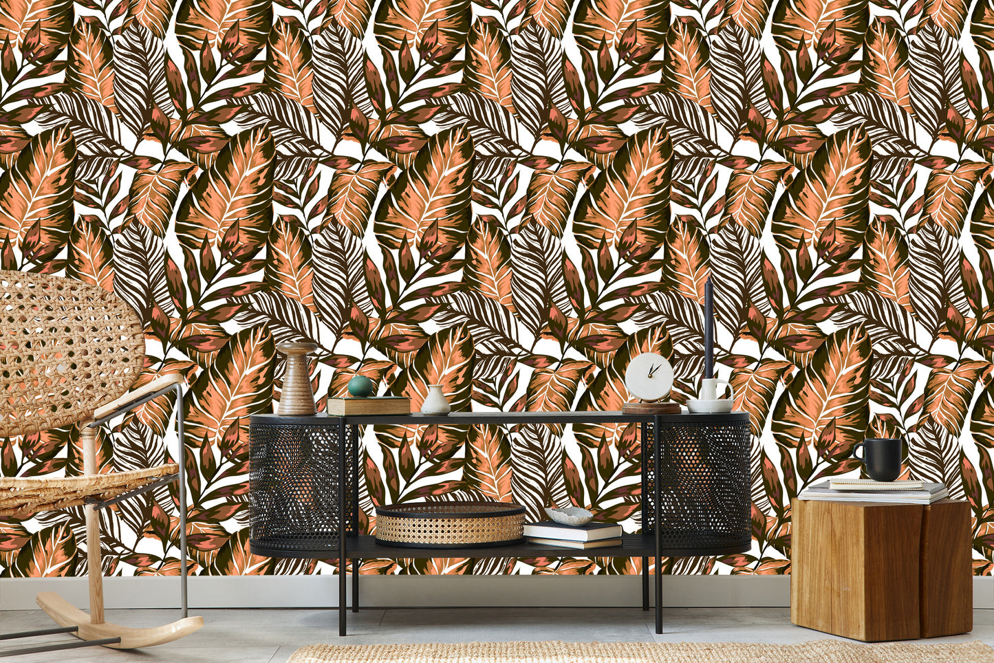Wallpaper Leaves Of Passion Fruit And Monstera