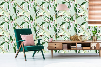 Wallpaper Retro-Styled Nature Leaves Patterns