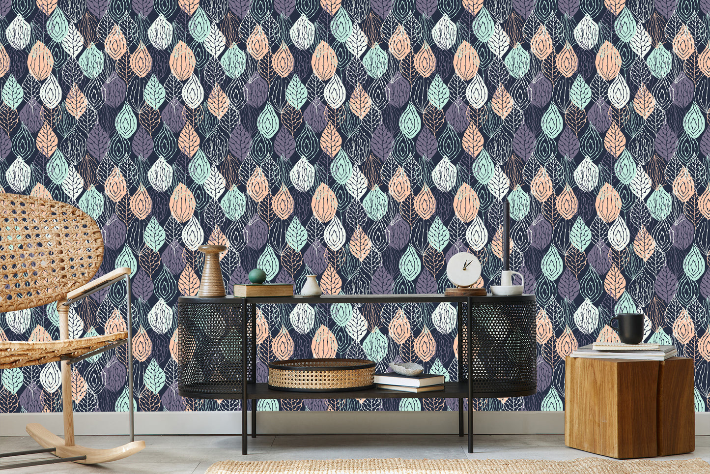 Wallpaper Colorful Nature Leaves For A Baby's Room