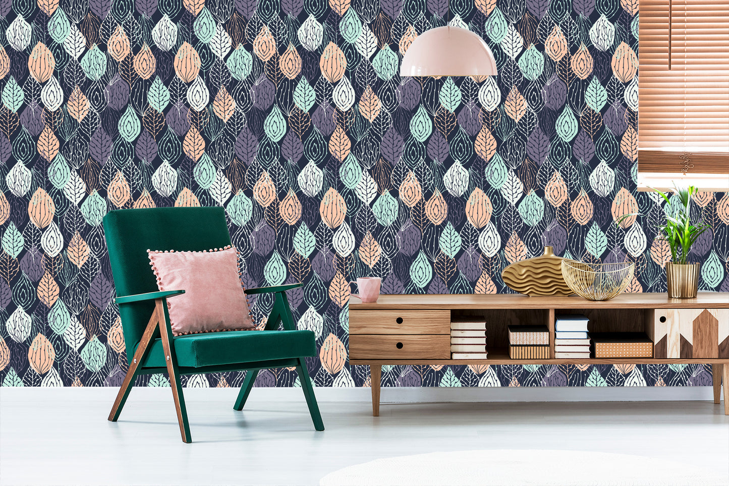 Wallpaper Colorful Nature Leaves For A Baby's Room