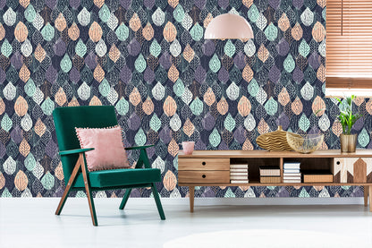 Wallpaper Colorful Nature Leaves For A Baby's Room