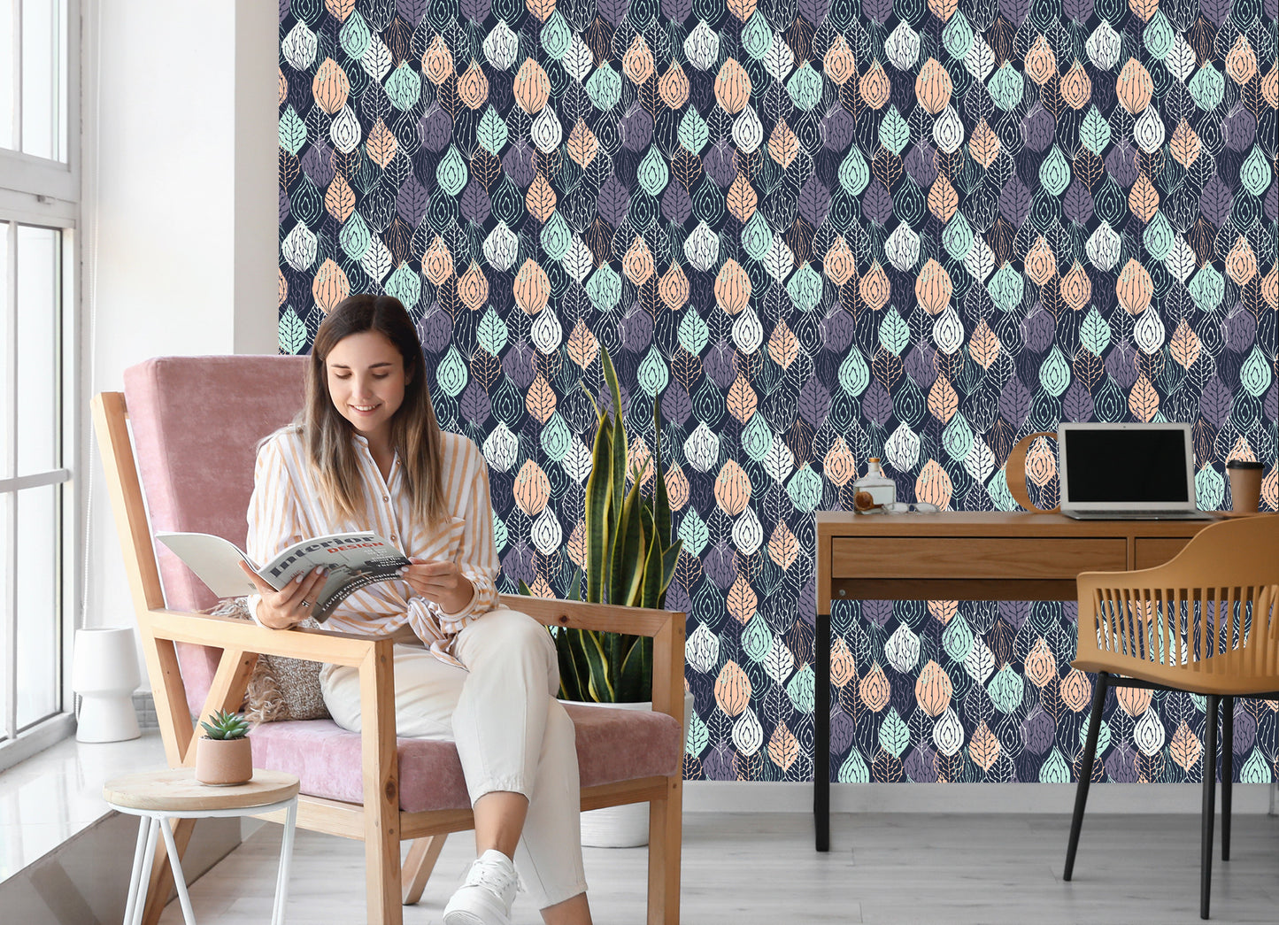 Wallpaper Colorful Nature Leaves For A Baby's Room
