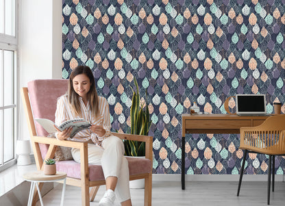 Wallpaper Colorful Nature Leaves For A Baby's Room