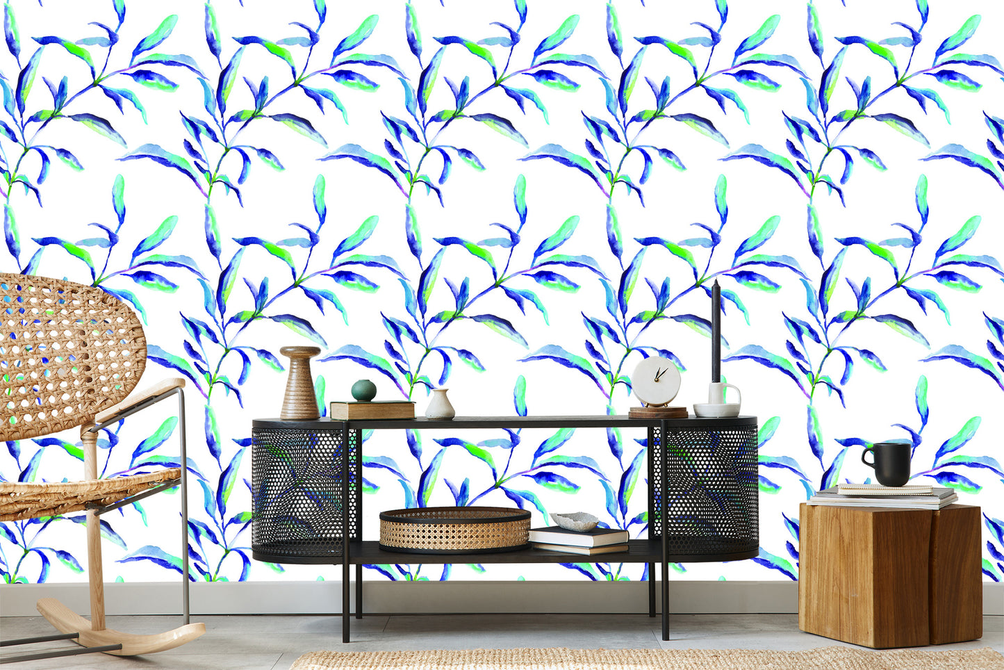 Wallpaper Colorful Watercolor Leaves