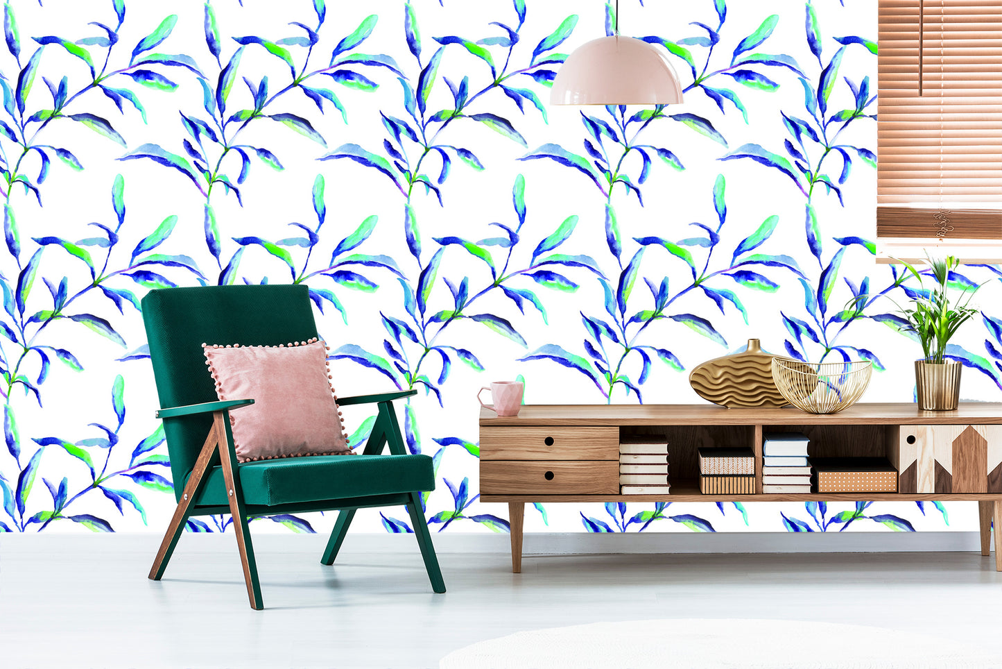 Wallpaper Colorful Watercolor Leaves