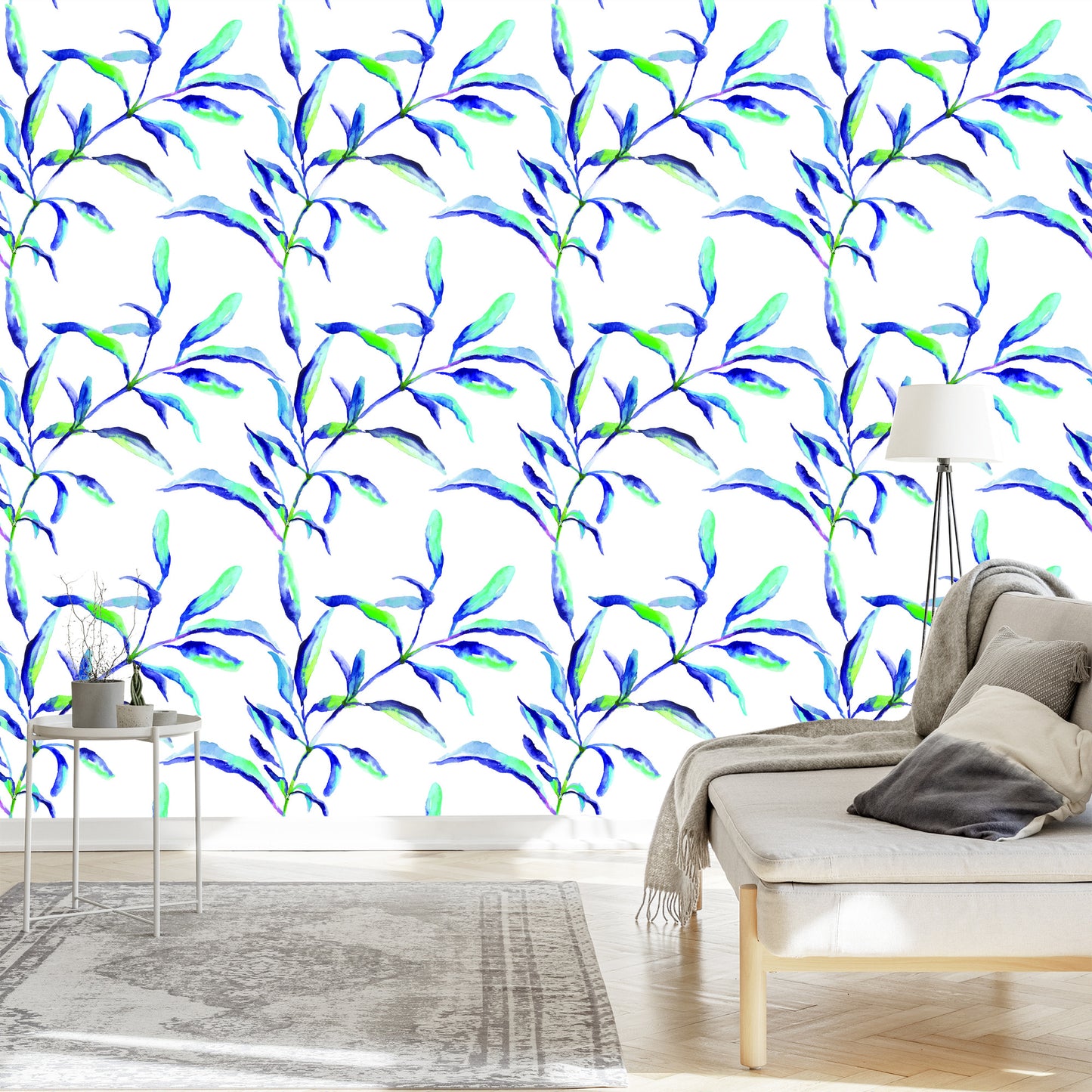Wallpaper Colorful Watercolor Leaves