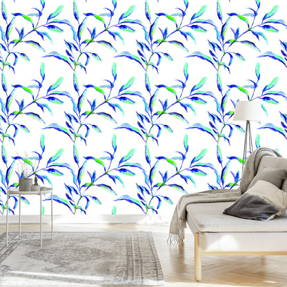 Wallpaper Colorful Watercolor Leaves