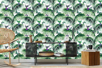 Wallpaper Palm Leaves With Birds