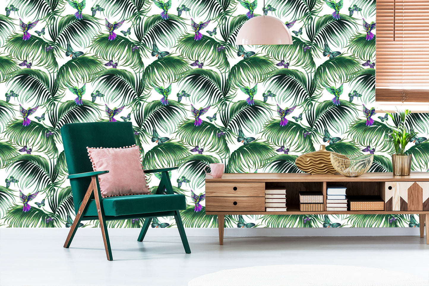 Wallpaper Palm Leaves With Birds