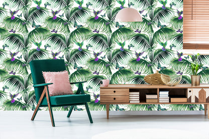 Wallpaper Palm Leaves With Birds