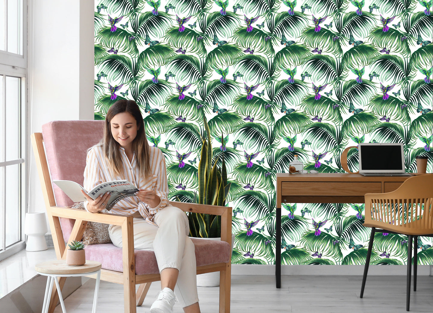 Wallpaper Palm Leaves With Birds