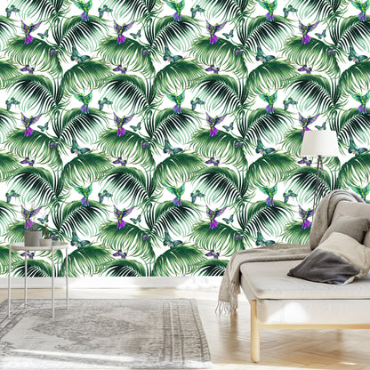 Wallpaper Palm Leaves With Birds