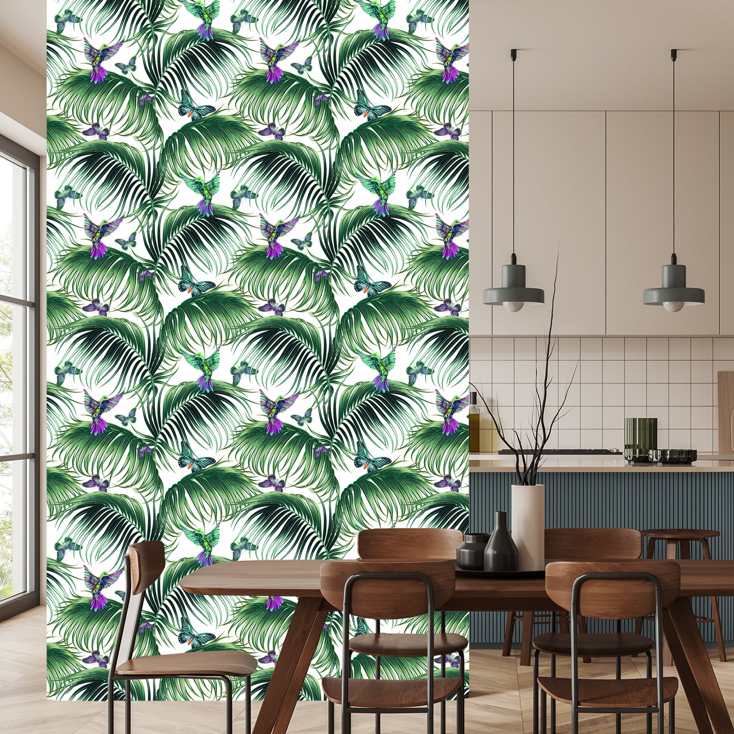 Wallpaper Palm Leaves With Birds
