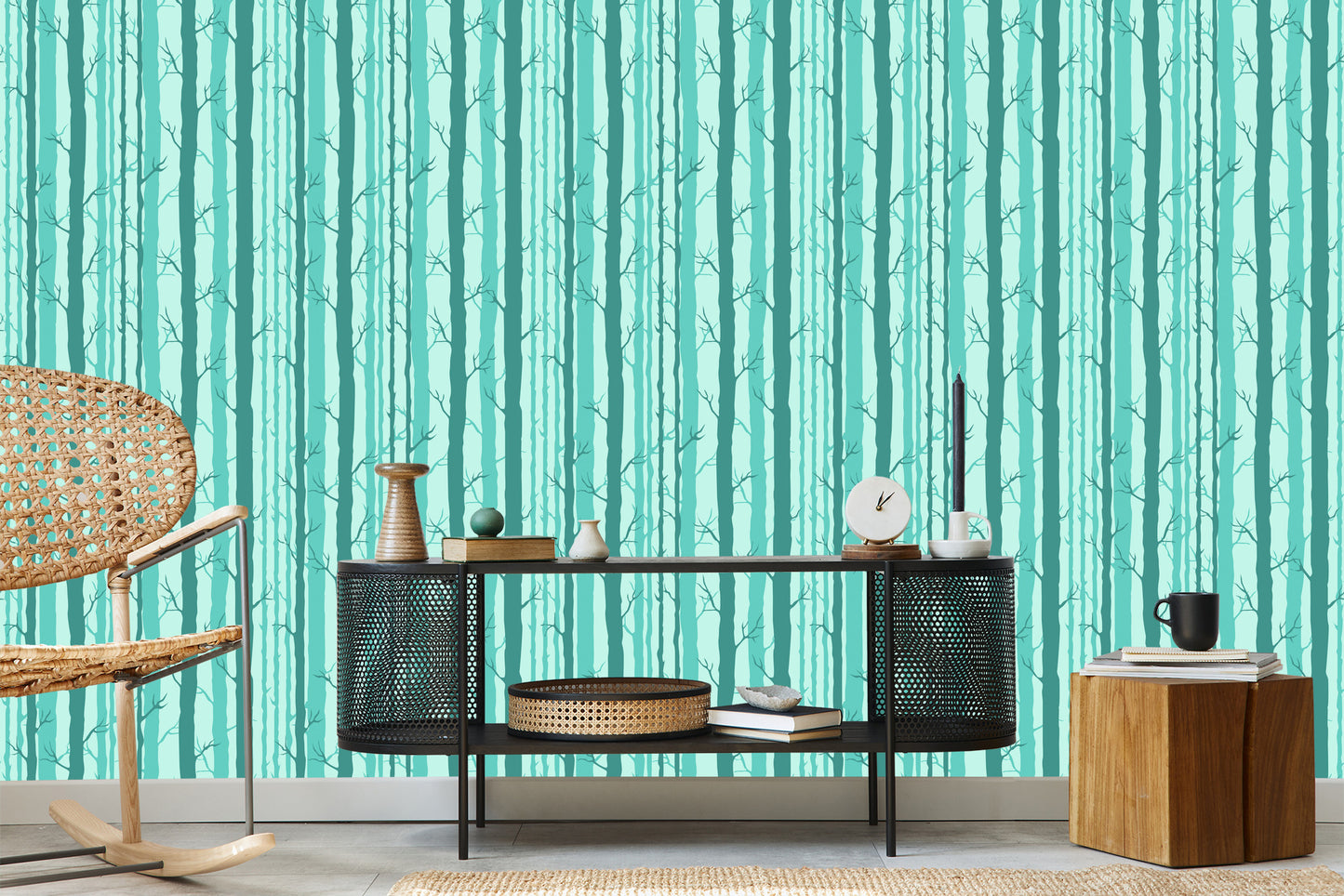 Wallpaper Trees In A Turquoise Forest