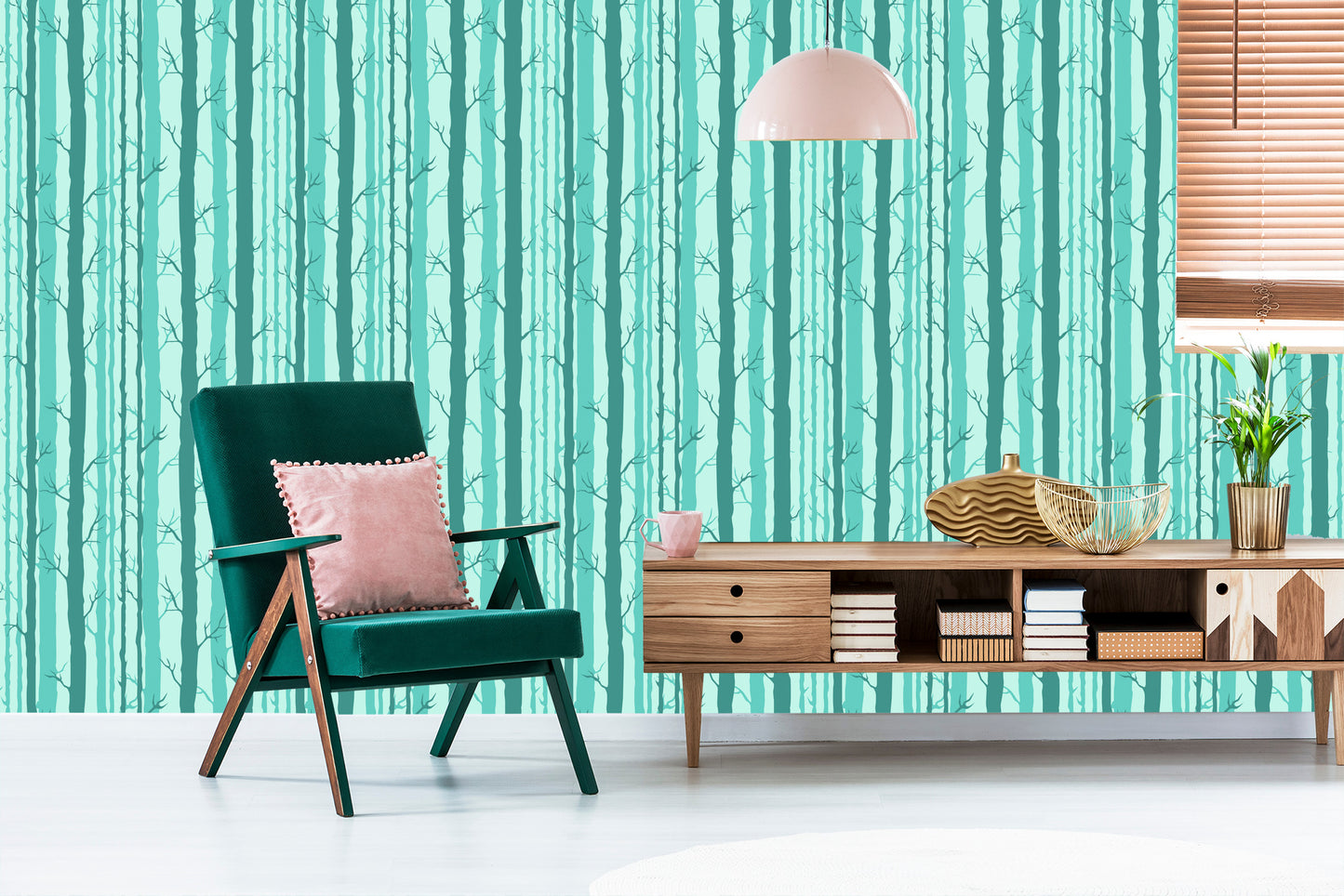 Wallpaper Trees In A Turquoise Forest
