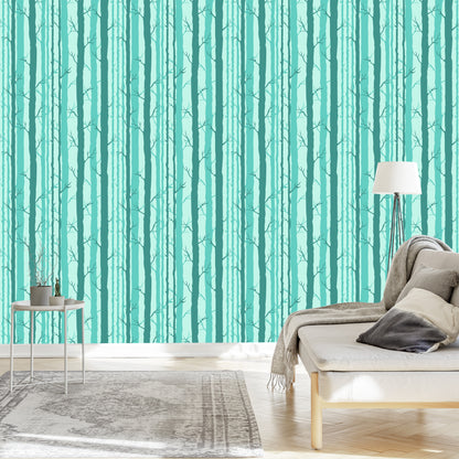 Wallpaper Trees In A Turquoise Forest