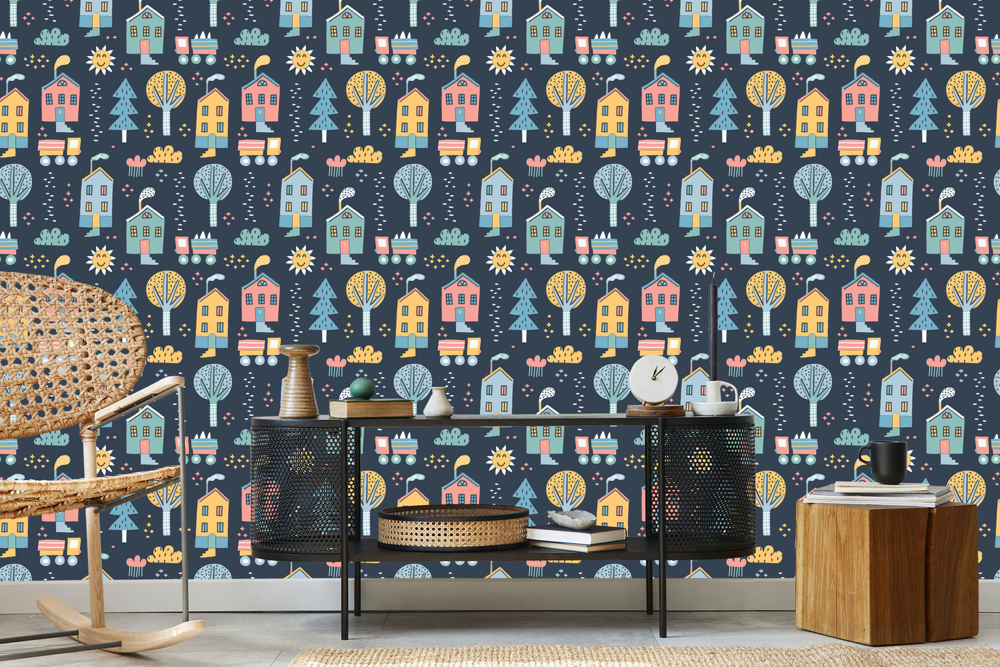 Wallpaper For Children - A Scandinavian-Style Town
