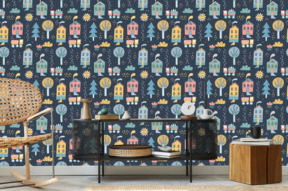 Wallpaper For Children - A Scandinavian-Style Town