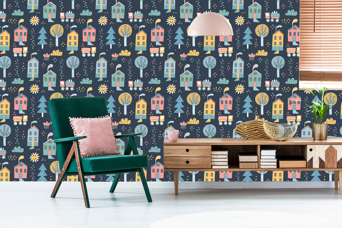 Wallpaper For Children - A Scandinavian-Style Town