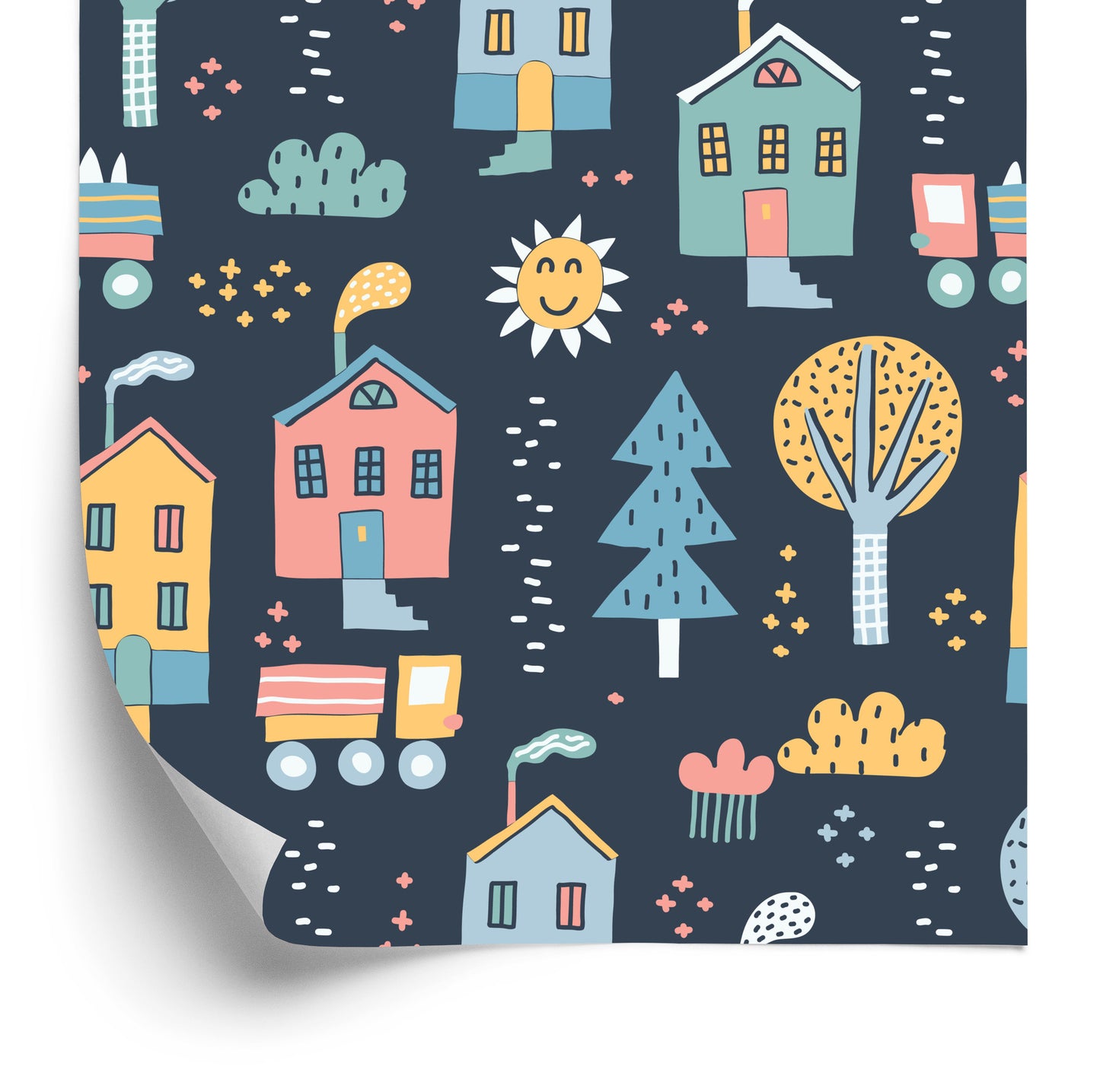 Wallpaper For Children - A Scandinavian-Style Town