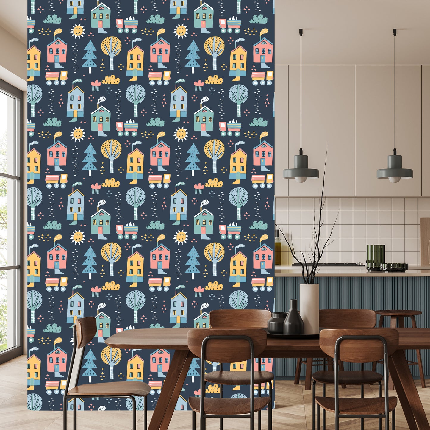 Wallpaper For Children - A Scandinavian-Style Town