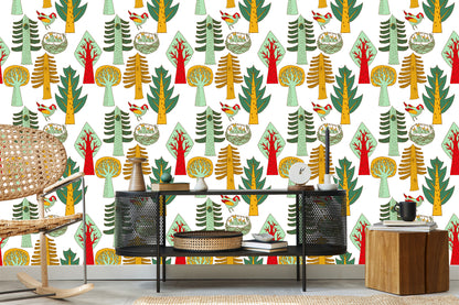 Wallpaper Birds Tree For Baby's Room