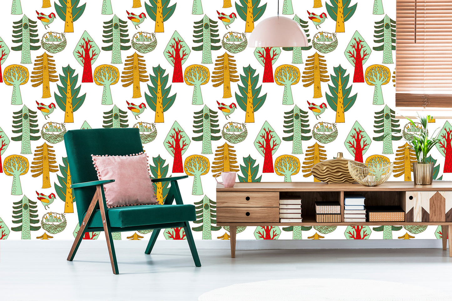 Wallpaper Birds Tree For Baby's Room