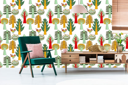 Wallpaper Birds Tree For Baby's Room